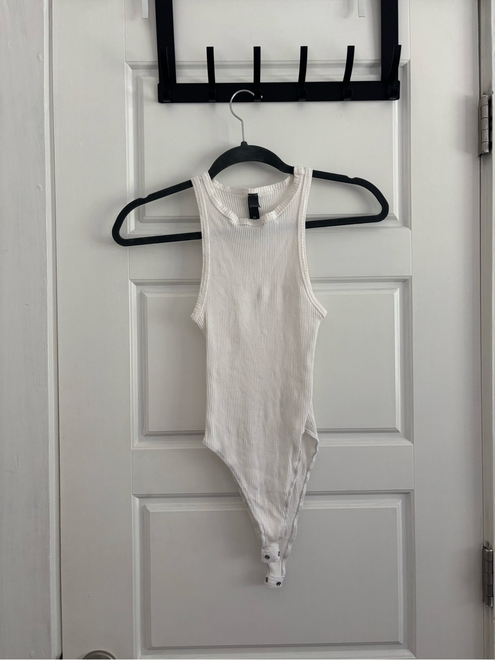 Alya White Ribbed Tank Bodysuit